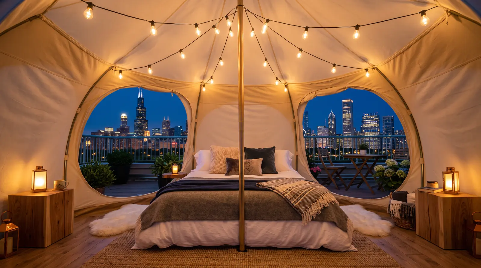 Glamping i Chicago – Schonfeld Skyline Glamp — Rooftop Urban Retreat