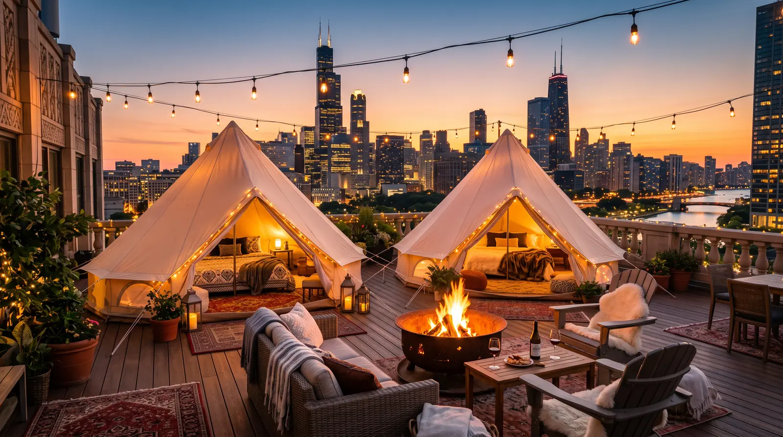 Glamping i Chicago – Schonfeld Skyline Glamp — Rooftop Urban Retreat