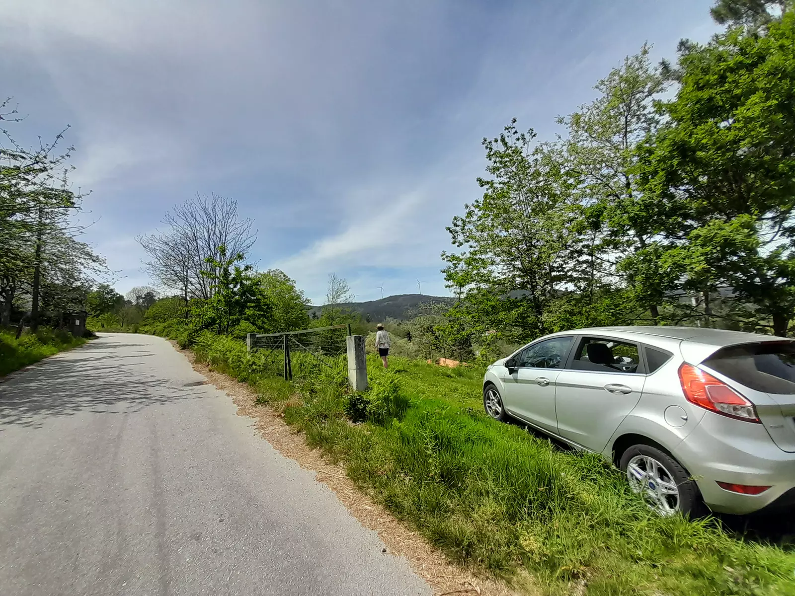 Amplo espaço verde, para pernoita, rodeado de grandes e frondosos castanheiros com vista para vale.