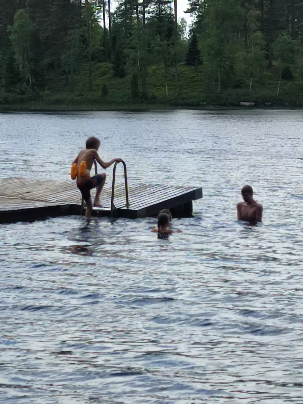 Damm med grillplats och fiske samt bad för dem mindre. Andra sjöar omkring. Kanot uthyrning i närhet