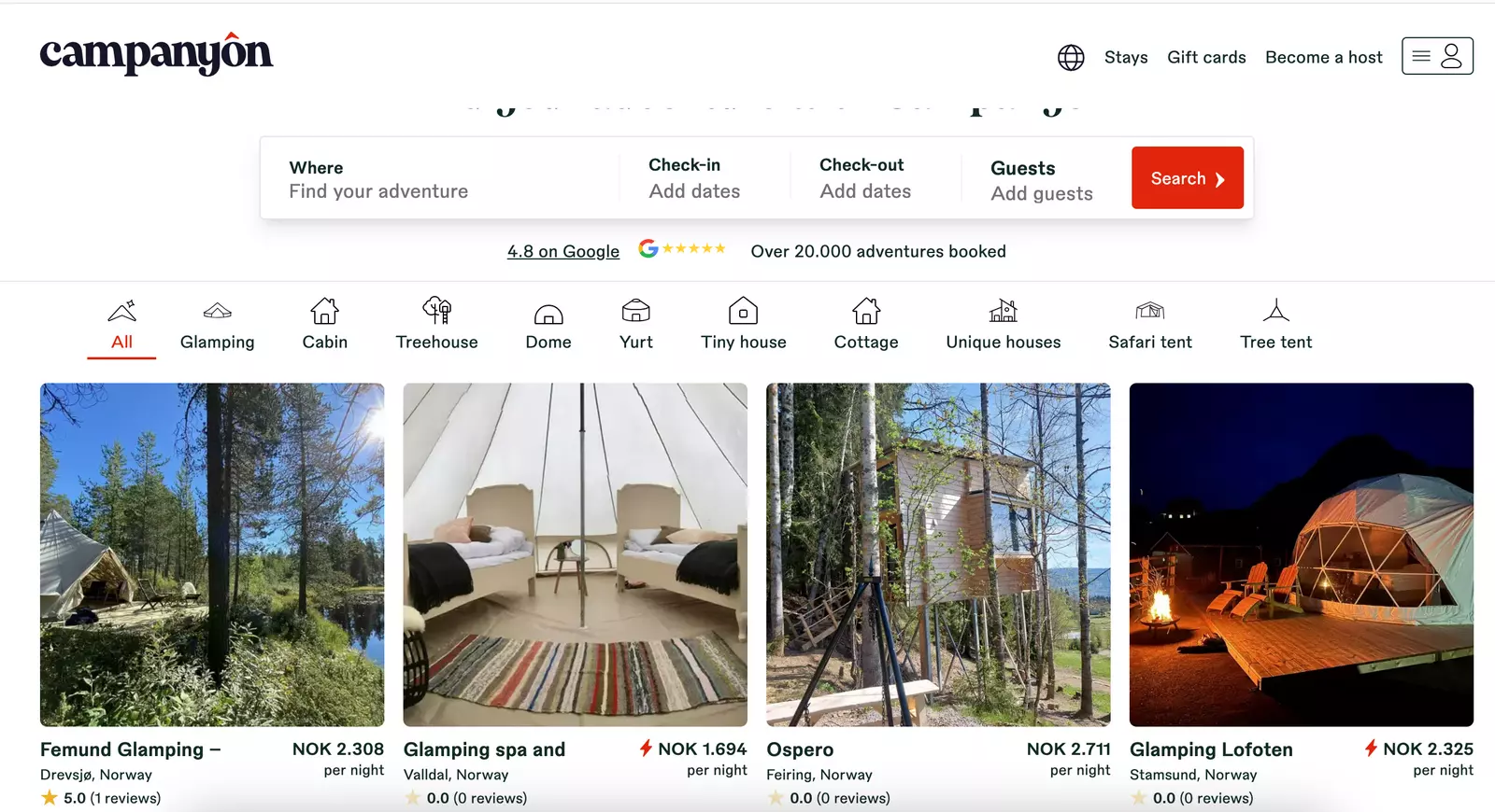 Tent spots by beautiful lake